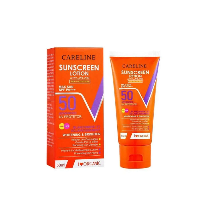 CARELINE SPF 50 sunscreen lotion for daily sun protection from MALSA
CARELINE sunscreen lotion SPF 50 suitable for Saudi Arabia and GCC climate