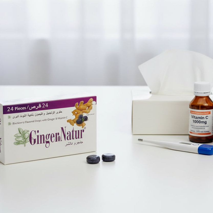 معينات الحلق من جينجيرو ناتشور بنكهة التوت الأسود والزنجبيل، 24 قطعة 