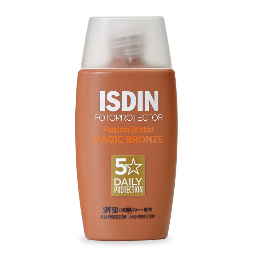 ISDIN Fusion Water Bronze Tint SPF 50 water-based sunscreen for daily face protection
Bronze tint sunscreen SPF 50 by ISDIN with GCC delivery from MALSA