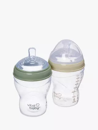 Vital Baby Nurture Breast-Like Feeding Bottle 240ml  2 Pack, 0+ Months