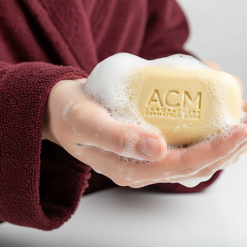صابون ACM Sebionex المنقي للبشرة، 100 غرام، لتنظيف لطيف يومي وبشرة صافية، متوفر لدى ملسا