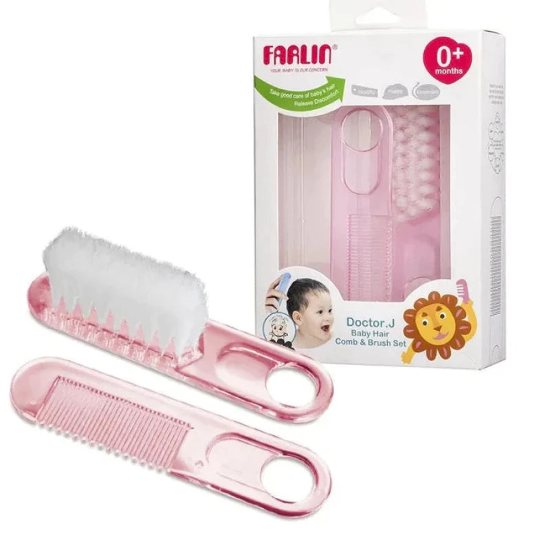 FARLIN-PINK COMB & BRUSH SET