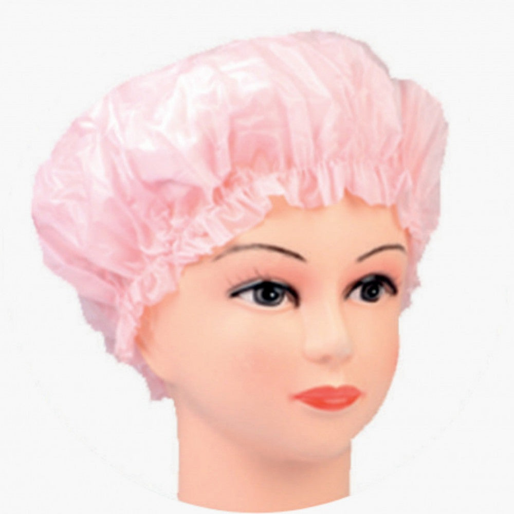 Professional Shower Cap Plastic With Strap Rose 4773