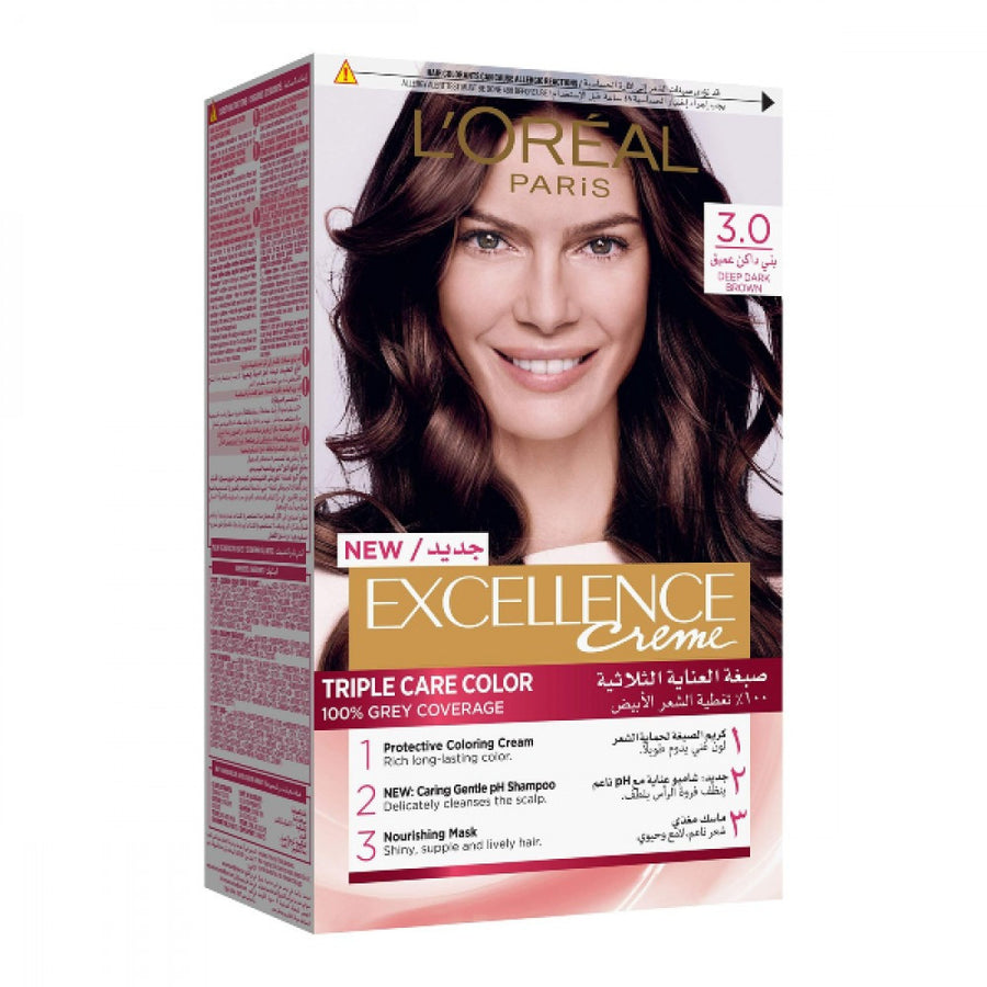 Loreal Paris Excellence CrØ£Â¨m Hair Color 3.0 Deep Dark Bro