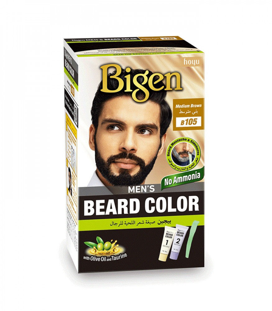 Bigen Mens No Ammonia Beard Hair Color B105 Med Brown