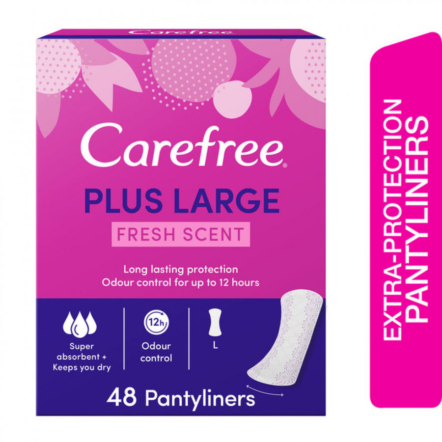 Carefree Pantyliners Plus Large Fresh Scent L 48 Pcs