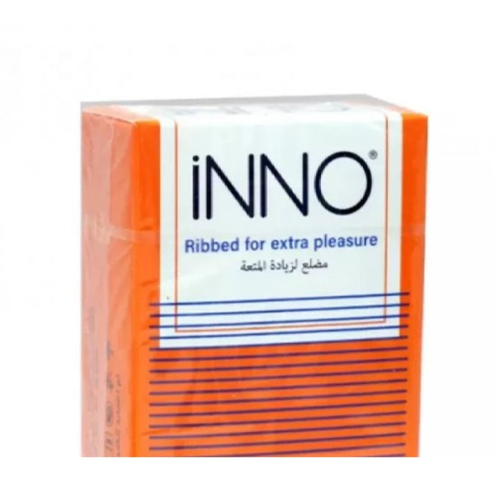 Inno Ribbed For Extra Pleasur Orange Condoms 3 Pcs
