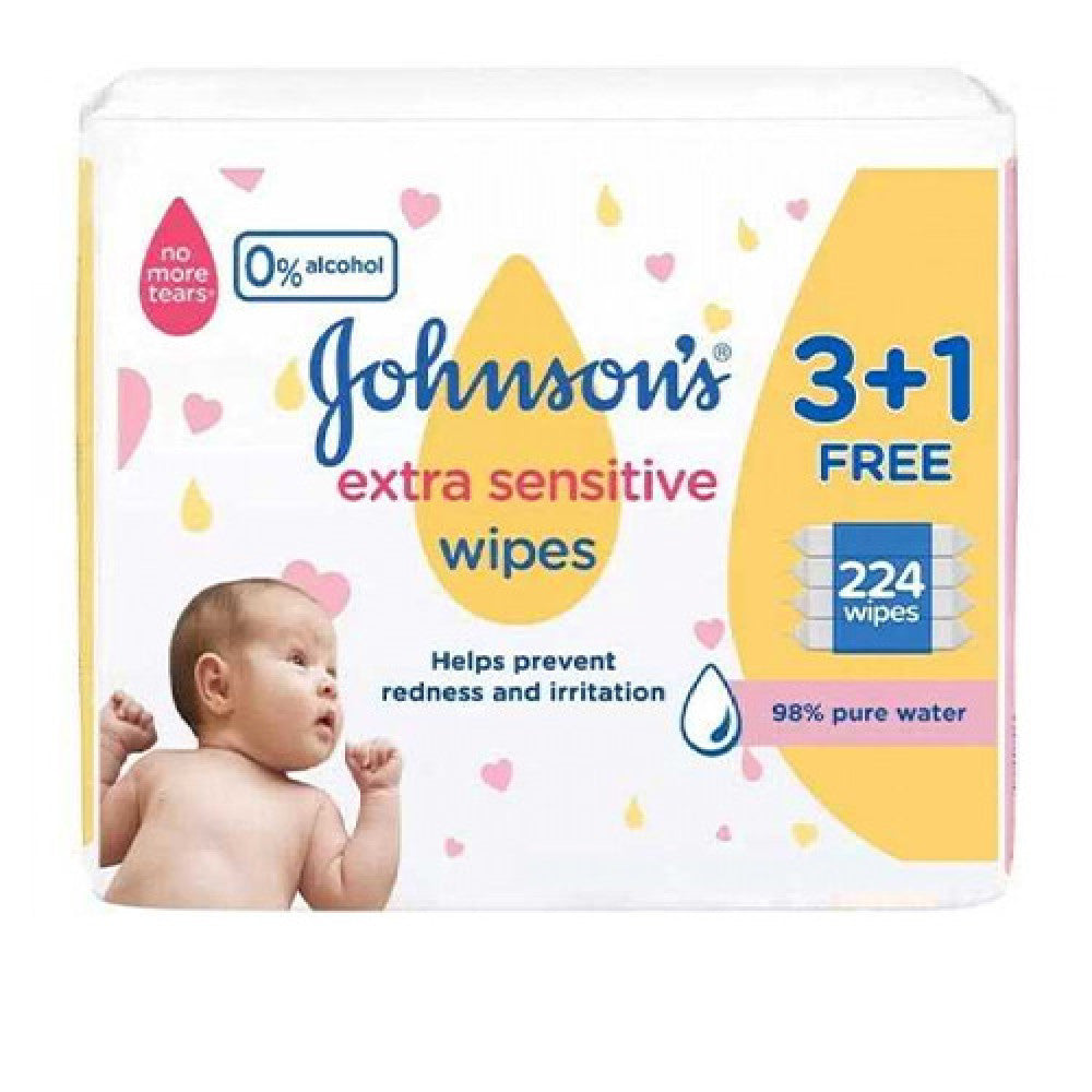 Johnsons Extra Sensitive 3+1 Wipes 224 Pcs