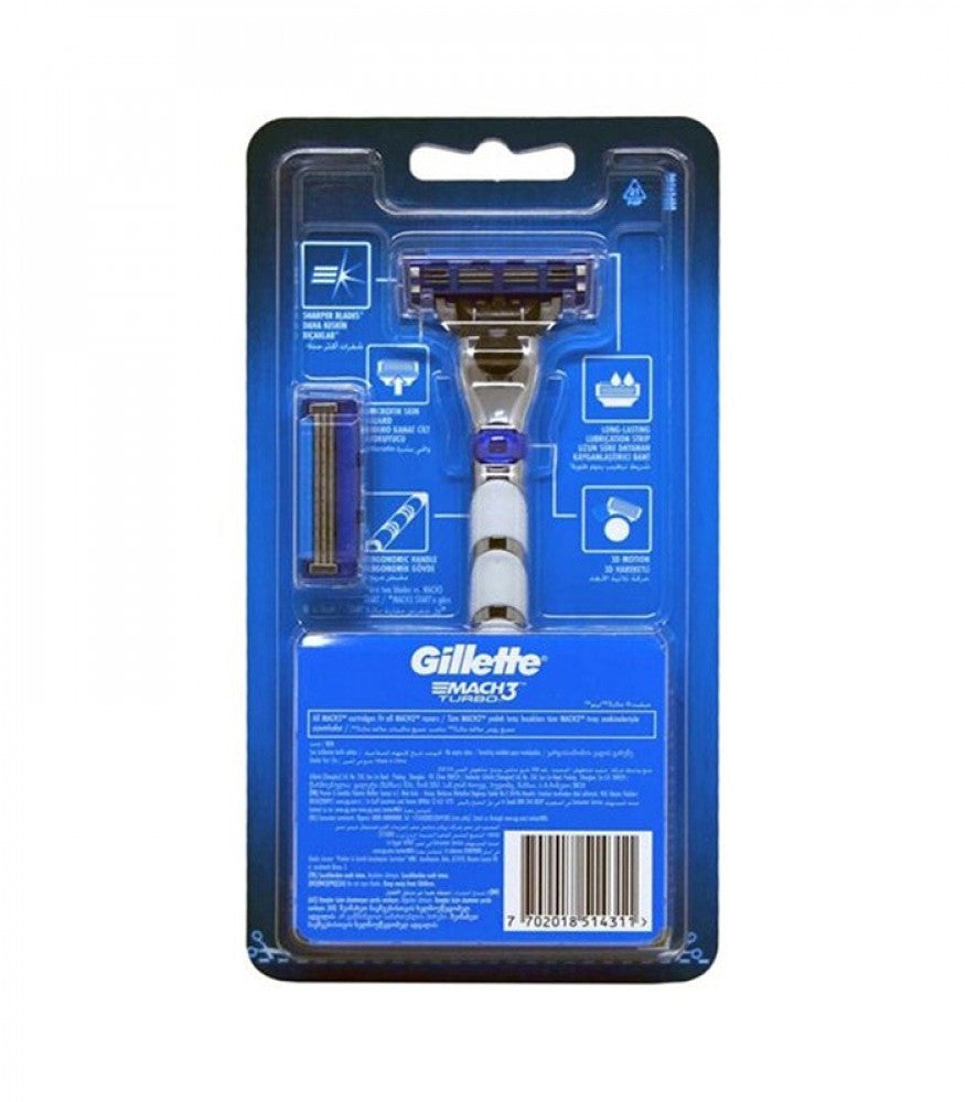 Gillette Mach3 Turbo 3D Machin 2Up Blades Shaving