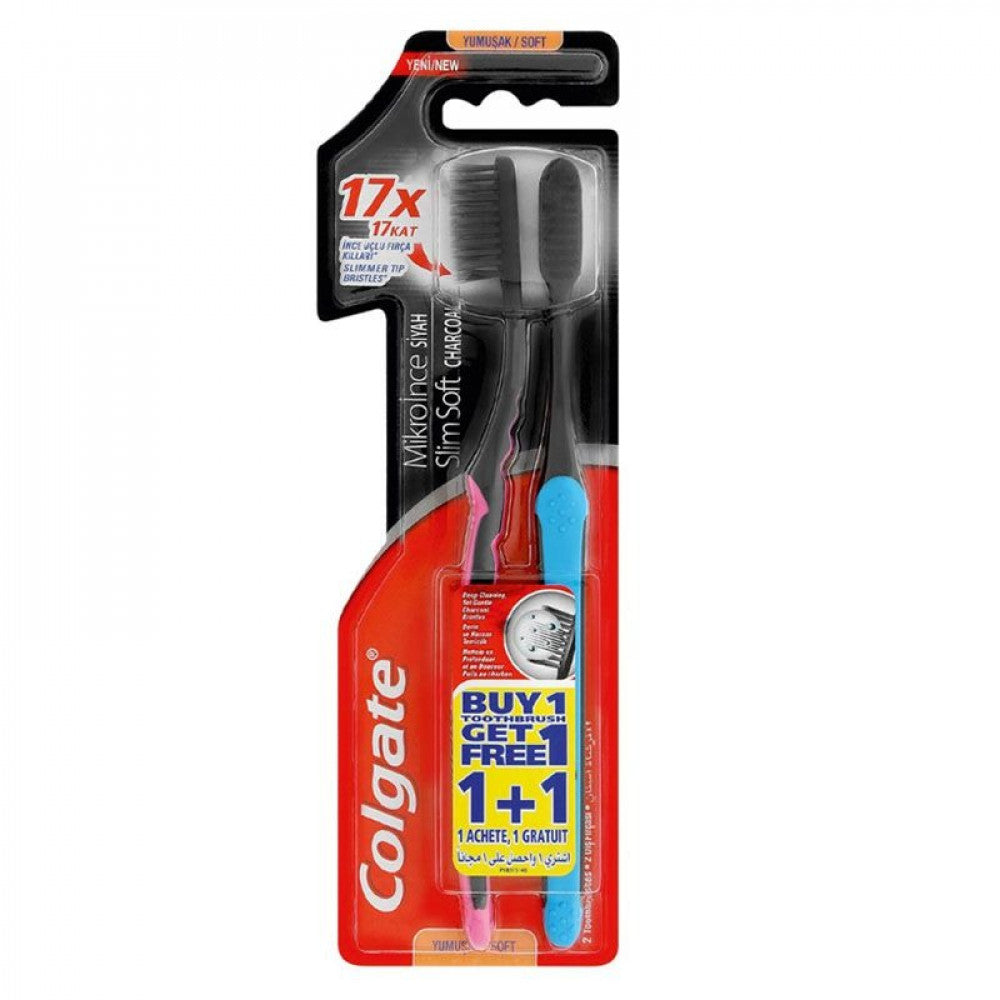 COLGATE SLIM SOFT CHARCOAL 1+1 TOOTH BRUSH