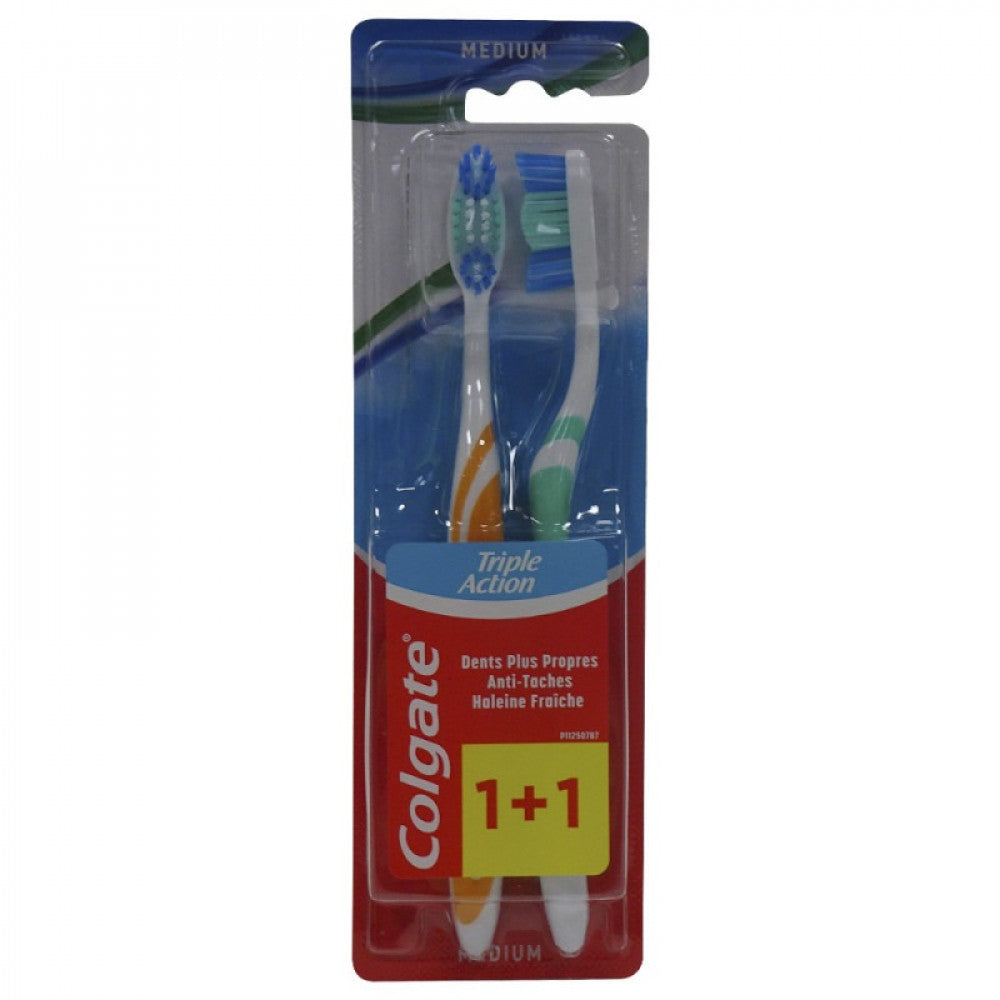 COLGATE TRIPLE ACTION MEDIUM TOOTHBRUSH 1+1