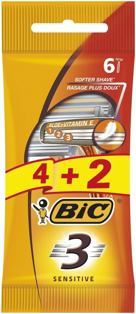 BIC BODY SHAVERS -4+2 FREE SENSITIVE