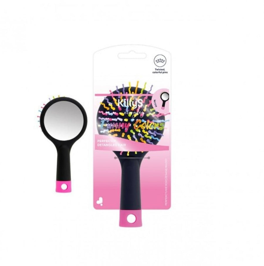 Intervion H.Brush With Colorful Curly Pins And Miror Small