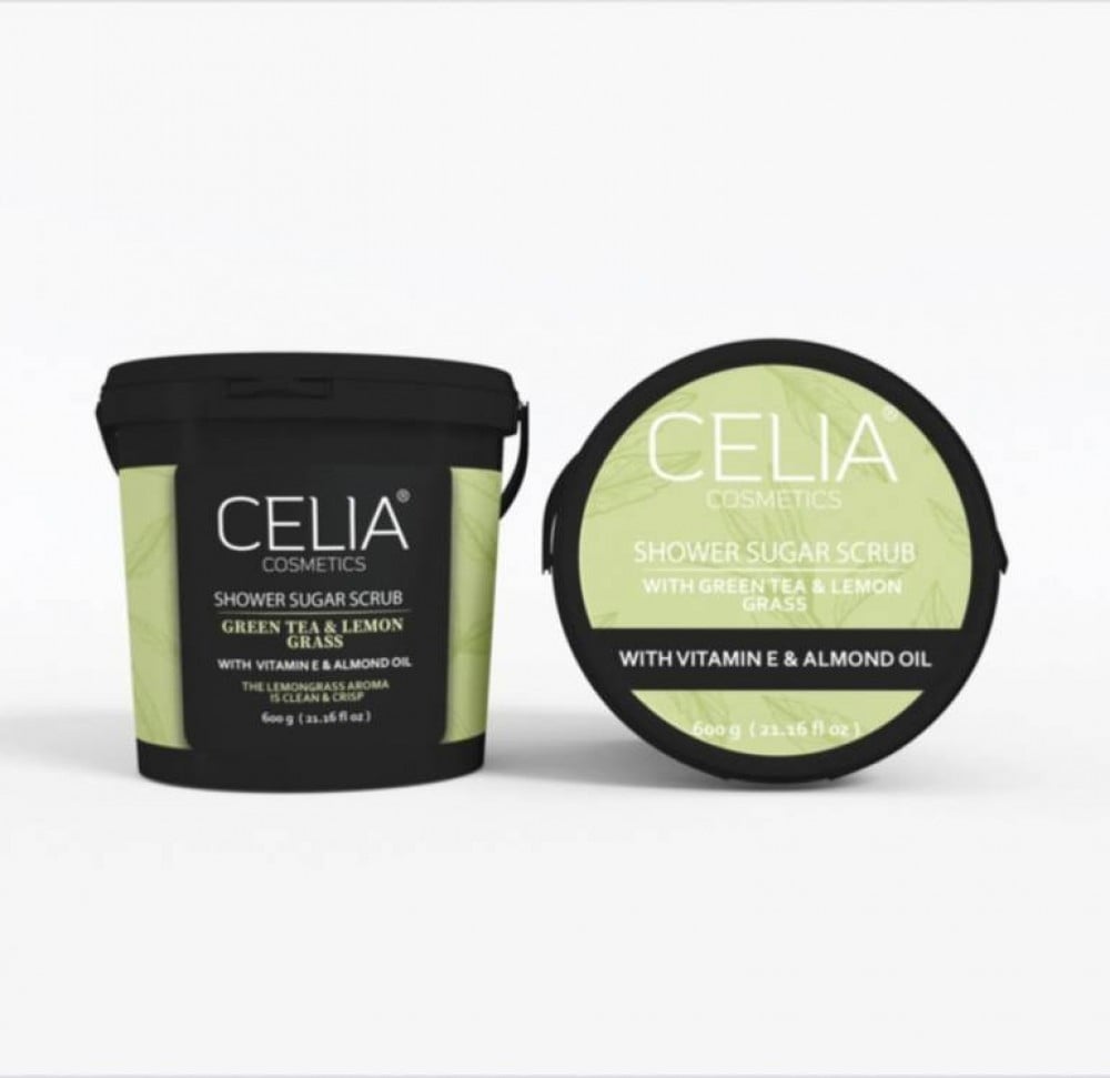 Celia Shower Sugar Scrub 600G Green Tea & Lemon Grass