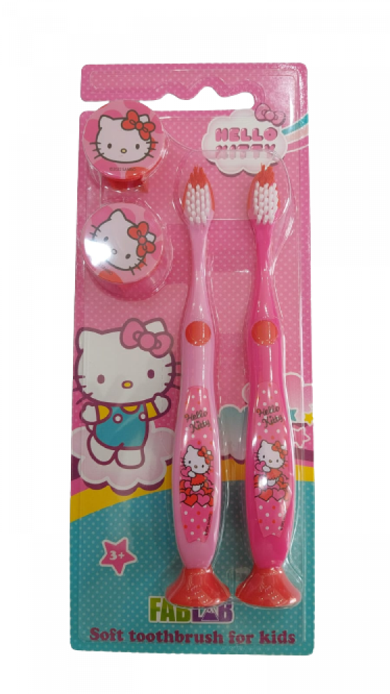 HELLO KITTY SOFT TOOTHBRUSH KIDS WITH COVER & BASE 2 PCS