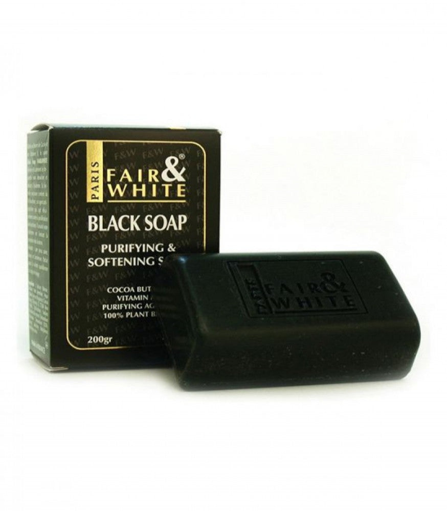 FAIR & WHITE BLACK SOAP PURIFYING & SOFTENING COCA BUTTER VITAMIN E 200G