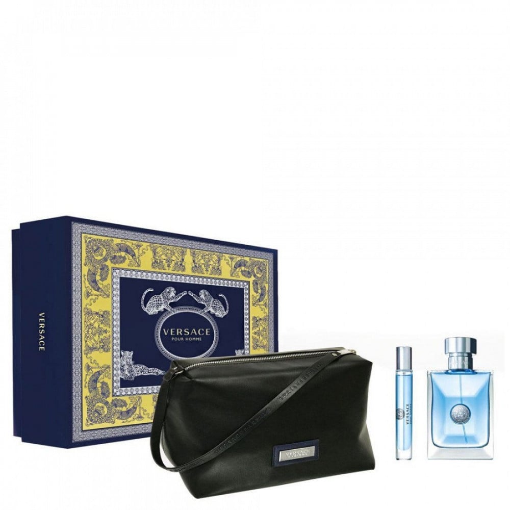 Versace Bore Homme Set For Men 3 Pieces Eau De Toilette 100Ml + Bag + 10Ml Sample