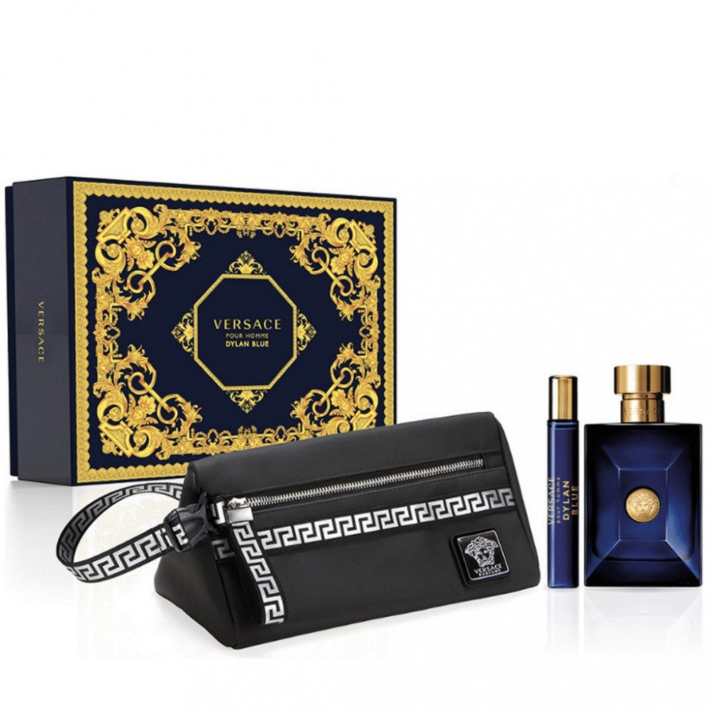 Versace Dylan Blue Eau De Toilette Set For Men 100Ml + 10Ml Sample + Bag