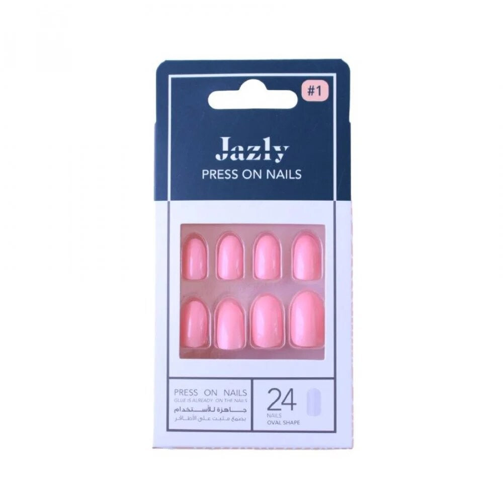JAZLY NAILS PINK OVAL SHINY #1