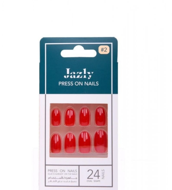 JAZLY NAILS RED OVAL SHINY #2