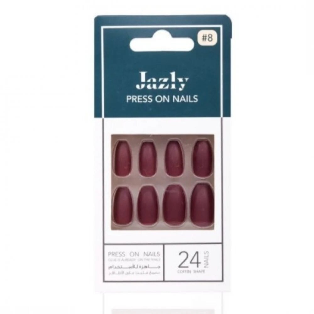 JAZLY NAILS DEEP RED COFFIN #8