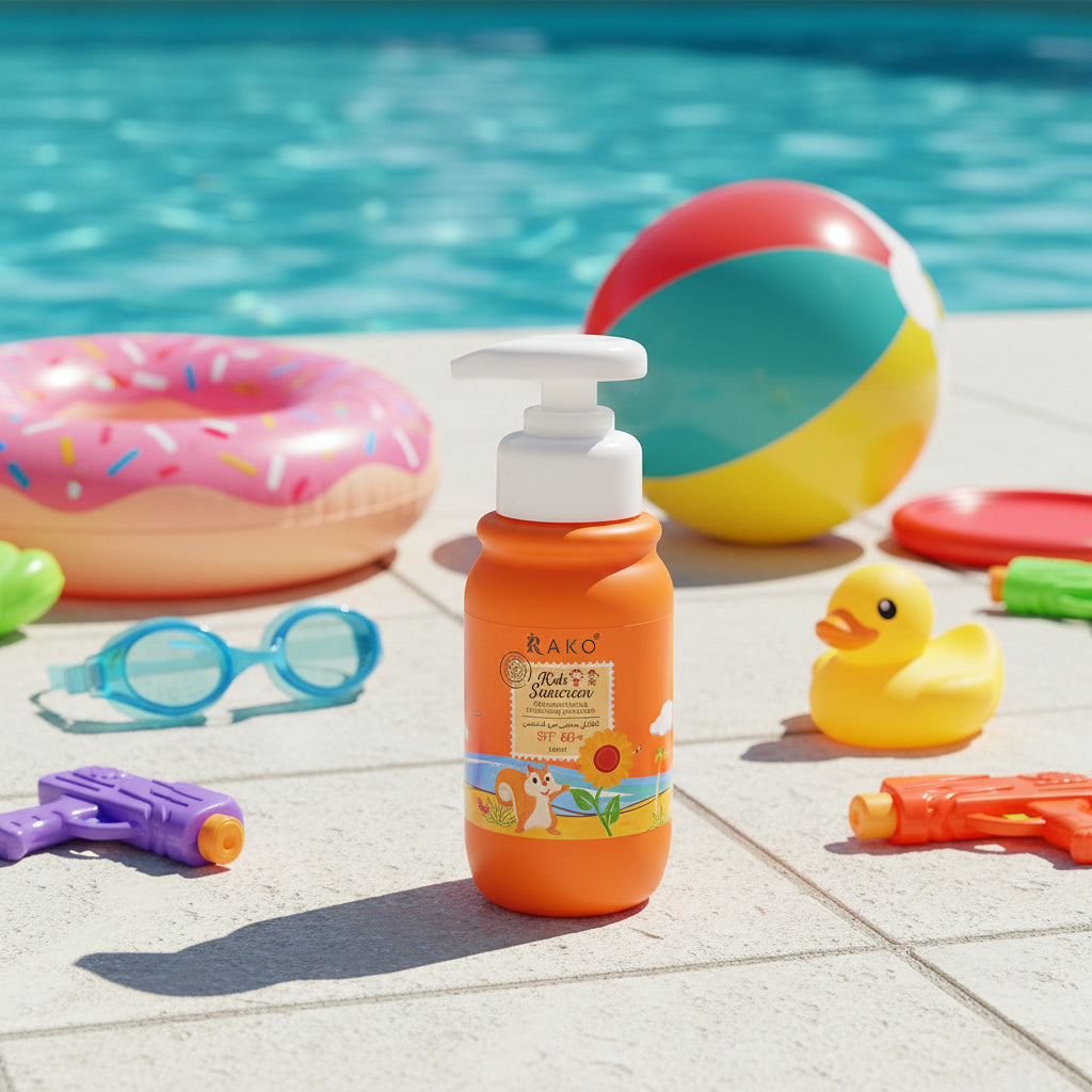 واقي شمس للأطفال من راكو، عامل حماية من الشمس 60+، من ملسا، لحماية مثالية من أشعة الشمس في الهواء الطلق.
واقي شمس عالي الحماية للأطفال، عامل حماية من الشمس 60+، مناسب لمناخ دول مجلس التعاون الخليجي.