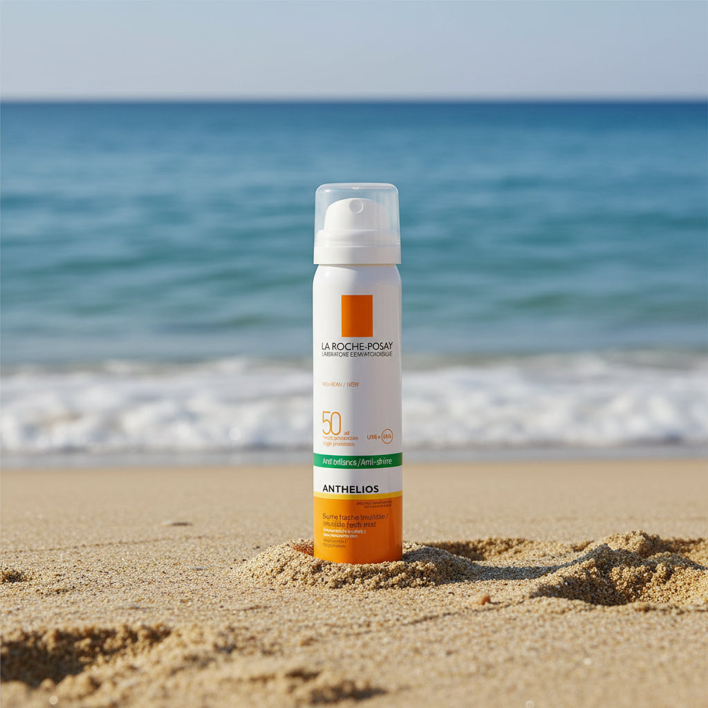 بخاخ واقي الشمس لاروش بوزيه أنثيليوس بعامل حماية 50، سعة 75 مل، مناسب للبشرة الحساسة، متوفر لدى ملسا