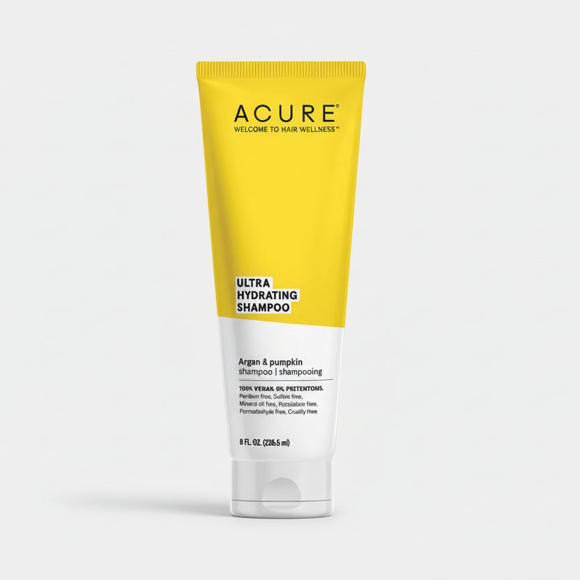 Acure ultra hydrating shampoo argan and pumpkin 236ml for deep moisture and smooth looking hair at MALSA