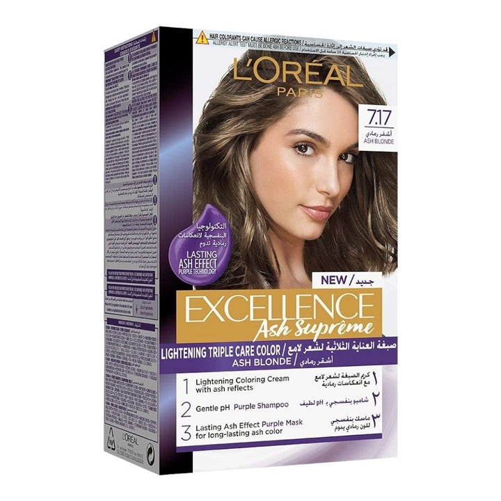 LOREAL EXCELLENCE CREME ASH BLONDE HAIR COLOR 7.17