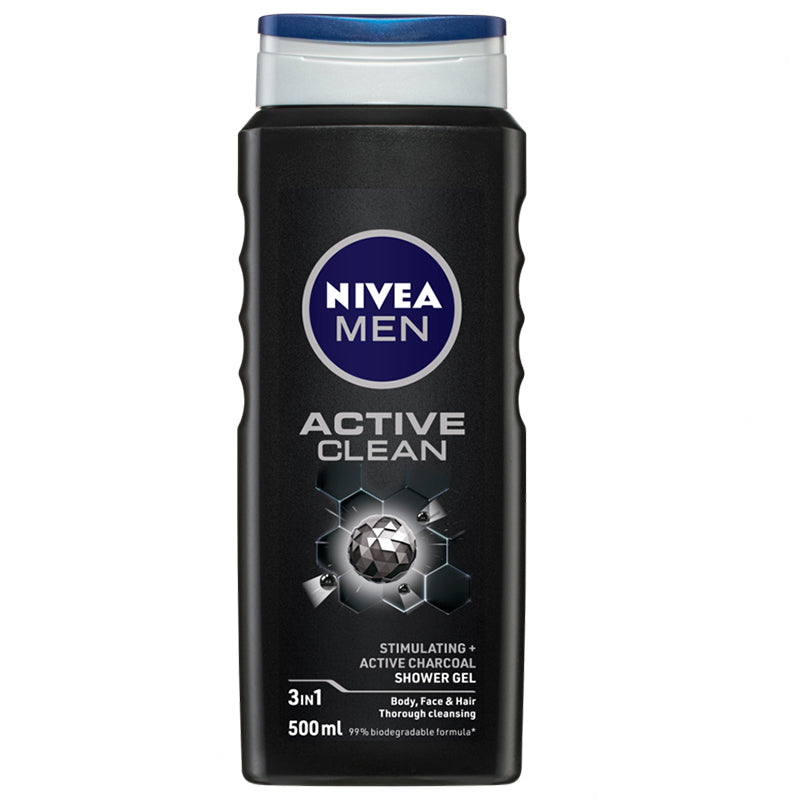 Nivea Men Active Clean Charcoal Shower Gel 500Ml