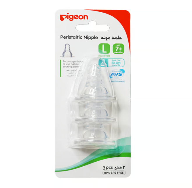 PIGEON PERISTALTIC NIPPLE L 7+ 3 PCS