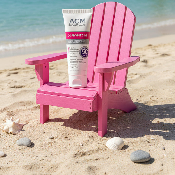 كريم ACM Depiwhite M بعامل حماية من الشمس 50، 40 مل، يوفر حماية عالية من الشمس وراحة يومية للبشرة، متوفر لدى ملسا
