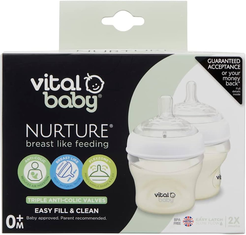 Vital Baby Nurtureâ„¢ Breast-Like Feeding Bottle 2 Pack â€“ 0+ Months