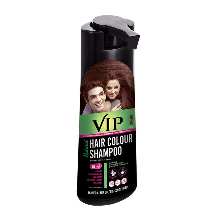 VIP HAIR COLOUR SHAMPOO 5 IN 1 DARK BROWN 180ML