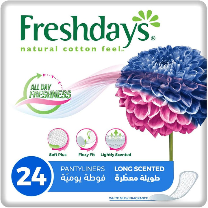 فوط صحية يومية فريش دايز طويلة معطرة، 24 فوطة صحية