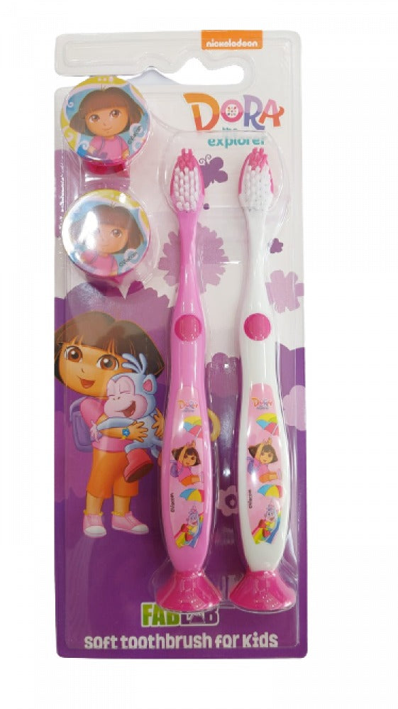 Dora Soft Toothbrush Kids With Cover & Base 2 Pcs