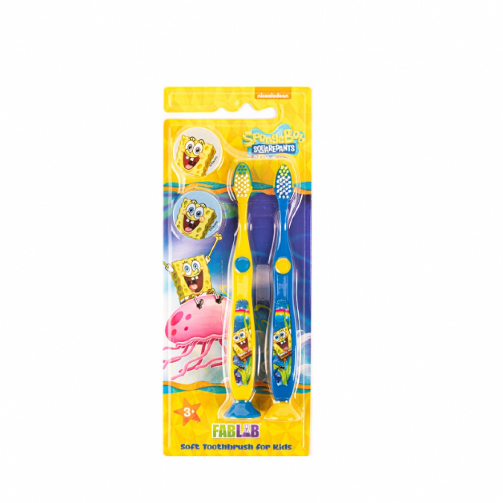 SPONGEBOB SOFT TOOTHBRUSH KIDS WITH COVER & BASE 2 PCS