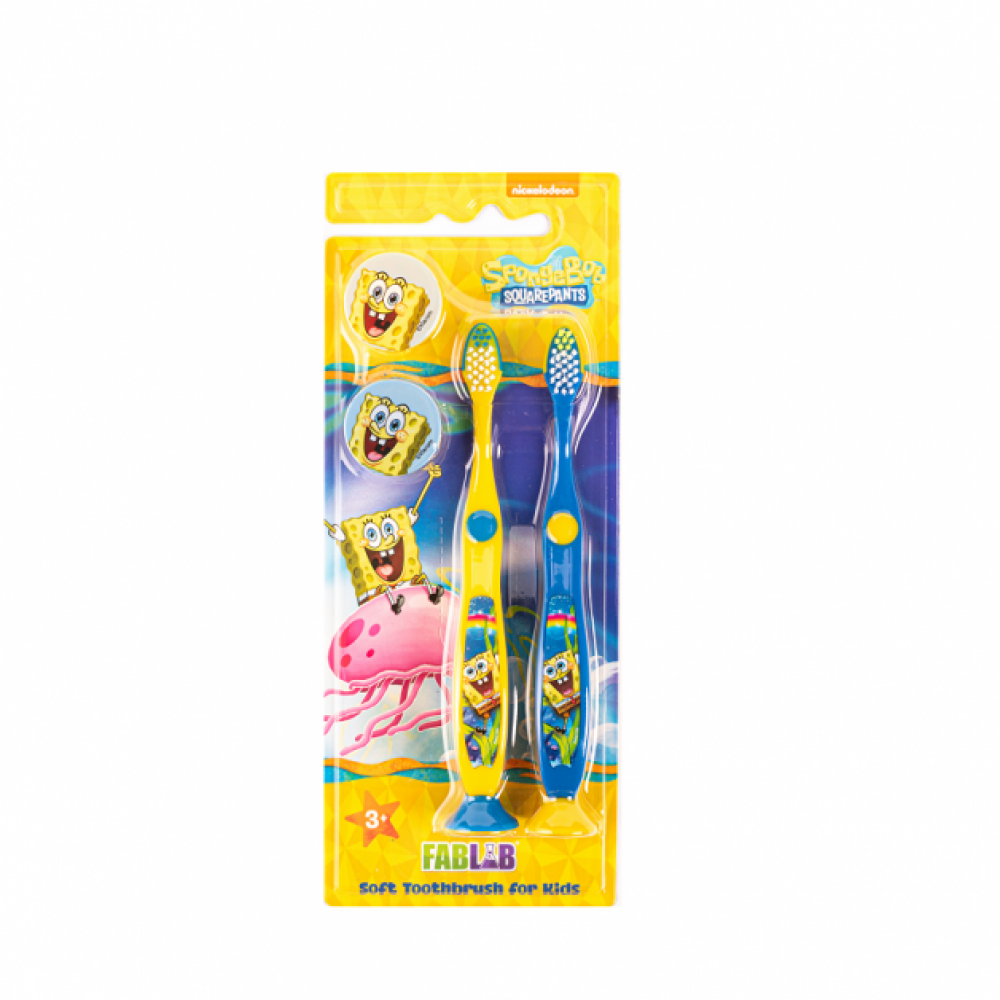 SPONGEBOB SOFT TOOTHBRUSH KIDS WITH COVER & BASE 2 PCS