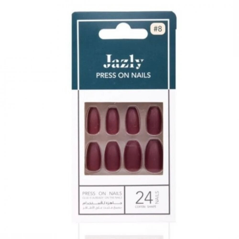 JAZLY NAILS DEEP RED COFFIN #8