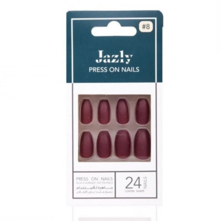 JAZLY NAILS DEEP RED COFFIN #8