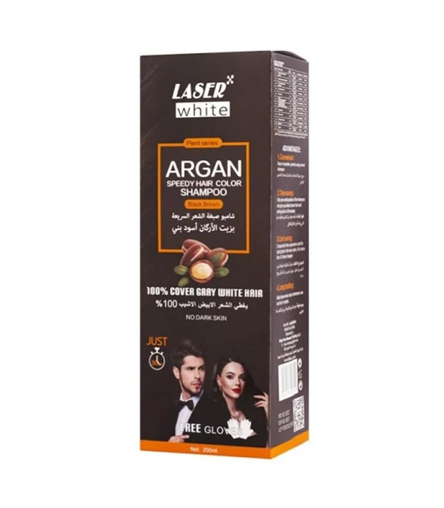 LASER WHITE ARGAN NATURAL BLACK BROWN SHAMPOO 420 ML