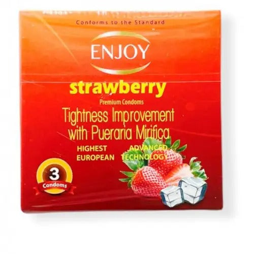 Enjoy Strawberry Condoms 3 Pcs