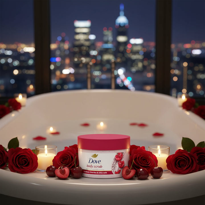 Dove Cherry & Chia Milk Body Scrub 298G