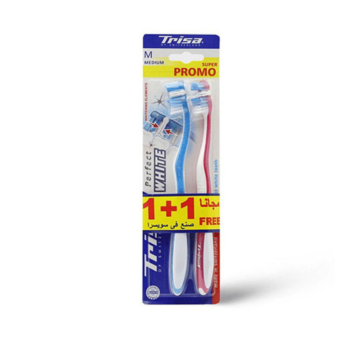 Trisa Medium Perfect White 2 Pcs 1+1 Free Tooth Brush