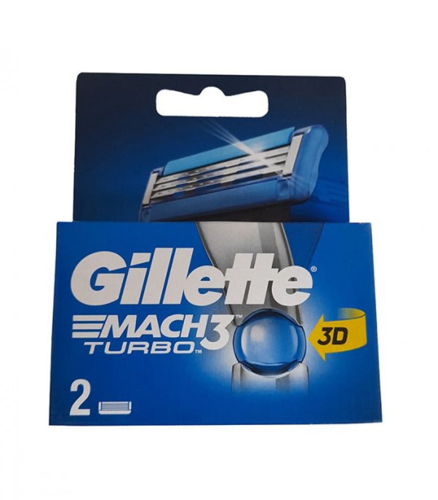 Gillette Mach3 Turbo 3D Blades Shaving 2 Pcs