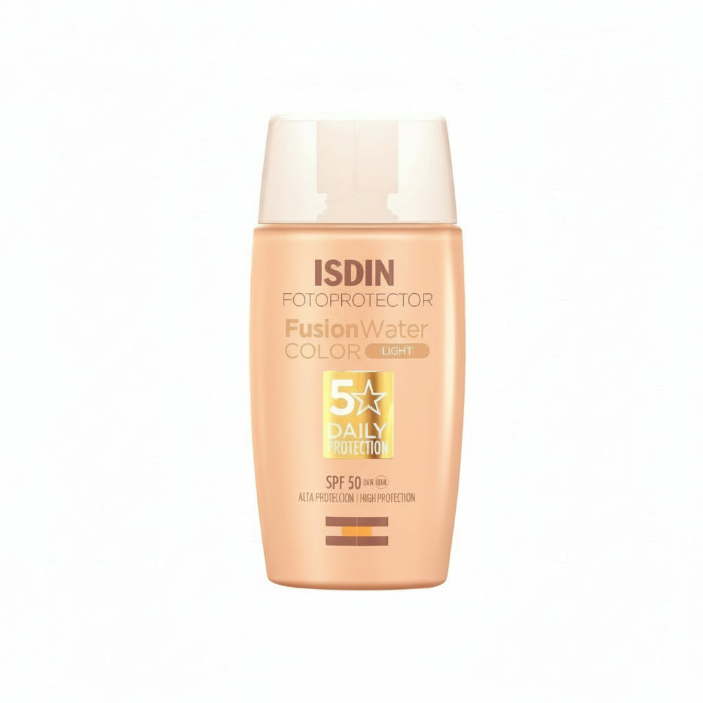 
ISDIN Fusion Water Colour Light SPF 50 water-based tinted sunscreen for daily face protection
Light shade tinted sunscreen SPF 50 by ISDIN with GCC delivery from MALSA