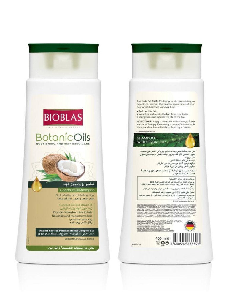 BIOBLAS COCONUT OIL AND OLIVE OIL SHAMPOO 400 ML