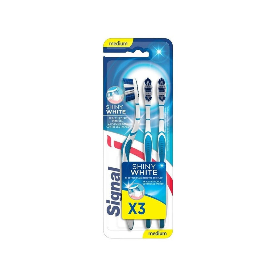 SIGNAL SHINY WHITE MEDIUM TOOTH BRUSH 3 PCS