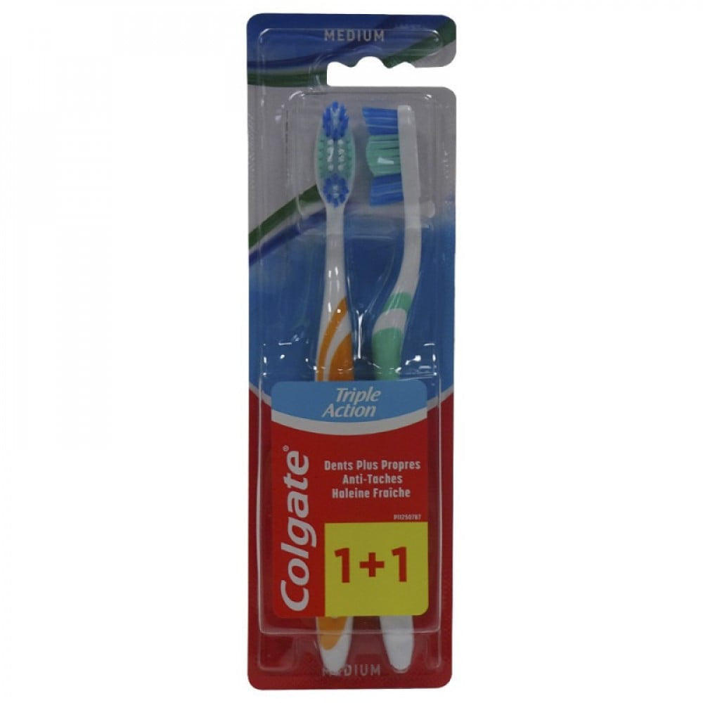 COLGATE TRIPLE ACTION MEDIUM TOOTHBRUSH 1+1