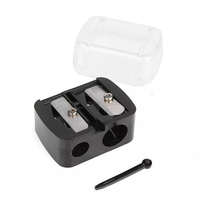 TENDY DOUBLE HOLE MAKEUP PENCIL SHARPENER WITH PLASTIC COVER WHITE PS-12